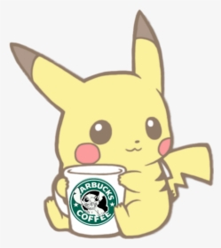 #kawaii #cute #pokemon #pikachu #poke"mon #starbucks - Pikachu With Starbucks, HD Png Download, Free Download