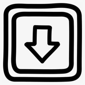 Down Button Hand Drawn Arrow And Squares Outlines - Portable Network Graphics, HD Png Download, Free Download
