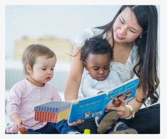 Woman With Children Reading - Child Care, HD Png Download, Free Download