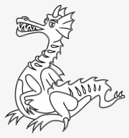 Cool Dragon Coloring Pages - Dragon Black And White Cartoon Png, Transparent Png, Free Download