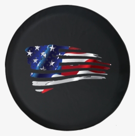 Jeep Wrangler Tire Cover With Waving American Flag - Circle, HD Png Download, Free Download