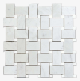 Basketweave Carrara Pol Thassos - White Ash Gray Marble Basketweave Tile, HD Png Download, Free Download
