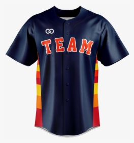 Navy With Red Orange And Gold Stripes Baseball Jersey - Baseball, HD Png Download, Free Download
