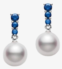 Akoya Pearl And Blue Sapphire Morning Dew Earrings"   - Pearl, HD Png Download, Free Download