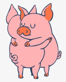 #cute #pigs #hug #love #friends - Pig Hug Cartoon, HD Png Download, Free Download