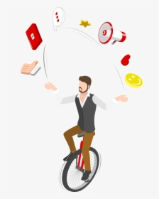 Cartoon Of Man On Unicycle Juggling Videos, Social - Street Unicycling, HD Png Download, Free Download
