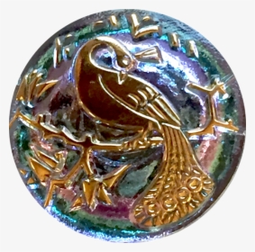 Aqua Pink Gold Peacock Czech Glass Button, 22mm 7/8 - Emblem, HD Png Download, Free Download