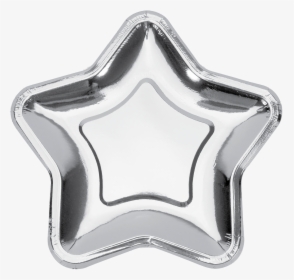 A Photo Of A Silver Star Shaped Paper Plate - Stjerne Tallerken, HD Png Download, Free Download
