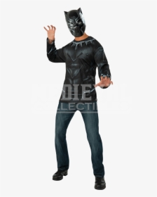 Adult Black Panther Costume Top And Mask Set - Black Panther Hat Mask, HD Png Download, Free Download