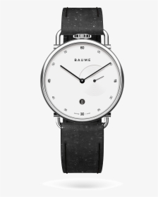 41mmdate Unisex Custom Watch Ronda Silver Case Black - Baume Watches, HD Png Download, Free Download
