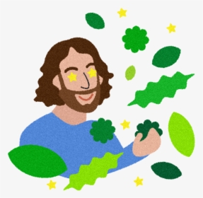 Man With Star Eyes And Fresh Leafy Greens - Illustration, HD Png Download, Free Download
