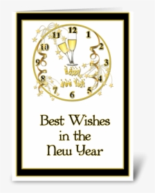New Year, Gold Clock, Best Wishes Greeting Card - Crest, HD Png Download, Free Download