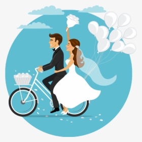 Pareja De Novios Recien Casados En Bicicleta, HD Png Download, Free Download