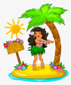 Transparent Hula Dancer Clipart - Tropical Island Girl Cartoon, HD Png Download, Free Download