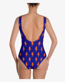 Orange & Blue Split Lightning Bolts One-piece - Spiderman Swimsuit, HD Png Download, Free Download