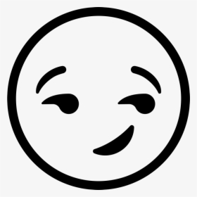 Smirking Face Emoji Rubber Stamp - Black And White Emoji Faces Clipart, HD Png Download, Free Download