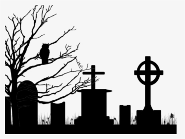Graveyard Silhouette Png - Halloween Graveyard Clipart, Transparent Png, Free Download