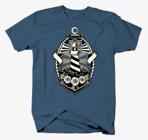 Lighthouse Inside Rope Frame Anchors And Nautical Theme - T-shirt, HD Png Download, Free Download