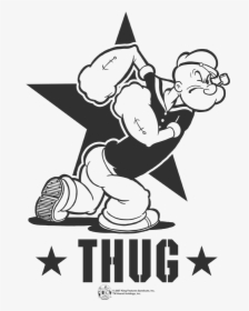 Popeye Thug Youth T Shirt "  Class= - Black And White Funny Cartoons, HD Png Download, Free Download