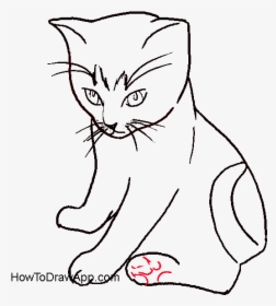 Numbers Drawing Cat - Draw A Small Cat Sitting, HD Png Download, Free Download
