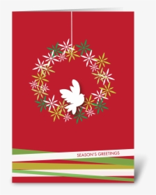 Peaceful Dove On A Wreath Greeting Card - Christmas Card, HD Png Download, Free Download