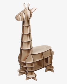 Leading Edge 3d Wooden Light Brown Baby Giraffe Chair - Giraffe, HD Png Download, Free Download