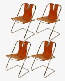 1960s Italian Set Of Four Hand-stitched Leather And - Chair, HD Png Download, Free Download