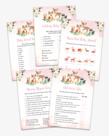 Blush Pink Floral Woodland Baby Shower Game Pack, HD Png Download, Free Download