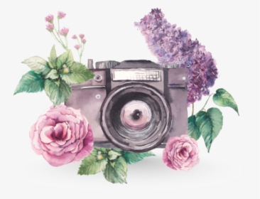 #ftestickers #watercolor #camera #flowers - Camera Flower Painting, HD Png Download, Free Download