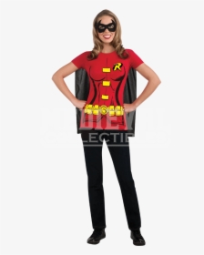 Womens Robin Cape T Shirt With Eye Mask - T Shirt Super Heroes, HD Png Download, Free Download