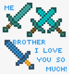 Me And Brother On Minecraft With Swords - Minecraft Papercraft Wooden Sword, HD Png Download, Free Download