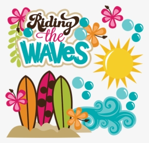 Surfboard Clipart Craft - Riding The Waves Cartoon, HD Png Download, Free Download