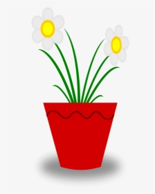 Pot Plant Clipart Red Flower - Flower Pot Clipart Png, Transparent Png, Free Download