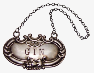 Sterling Silver Gin Liquor Tag Lable - Chain, HD Png Download, Free Download