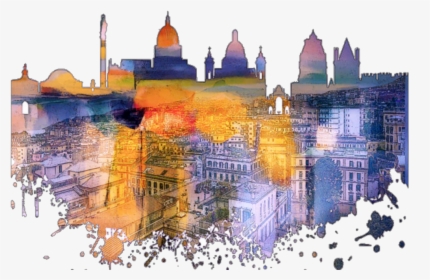 Ftestickers Illustration City Citylights Birmingham - Watercolor Painting, HD Png Download, Free Download