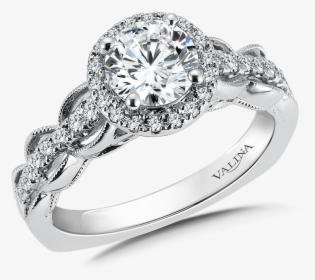 Round Engagement Rings With 4 Side Stones, HD Png Download, Free Download