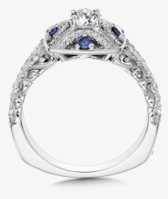 Valina Diamond And Blue Sapphire Halo Engagement Ring - Filigree Diamond Ring Setting, HD Png Download, Free Download