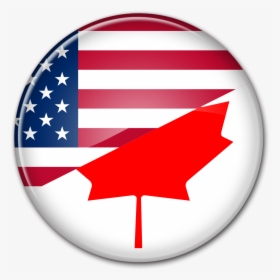 Bandeira De Vidro Redonda "eua-canadá" - Half Usa And Canada Flag, HD Png Download, Free Download