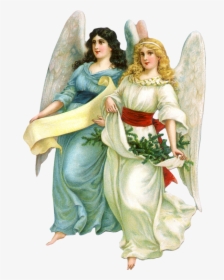 Christmas Vintage Illustration Angels, HD Png Download, Free Download