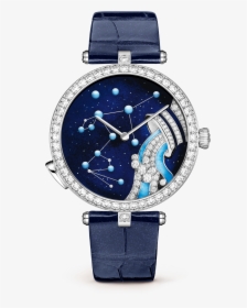 Lady Arpels Zodiac Lumineux Aquarius Watch,pearly Alligator, - Lady Arpels Watch Van Cleef, HD Png Download, Free Download