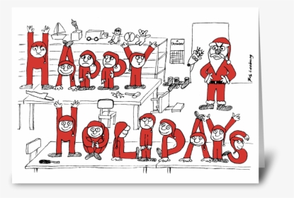 Happy Holiday Elves Greeting Card - Cartoon, HD Png Download, Free Download