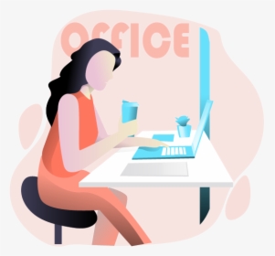 Drink Coffee With Laptop In Office Animation Ui Vector - Drink, HD Png Download, Free Download