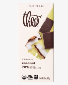 Theo Coconut 70% Dark Chocolate Bar, 3 Oz - Theo Chocolate, HD Png Download, Free Download