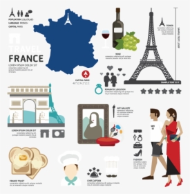 France Map Wine Eiffel Tower Triumphal Arch Chef Mona - France Flat Design, HD Png Download, Free Download