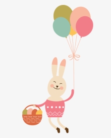 Bunny Rabbit Holding Balloons Clipart , Png Download - Cartoon, Transparent Png, Free Download