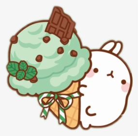 Molang Transparent Food - Kawaii Mint Chocolate Chip Ice Cream, HD Png Download, Free Download