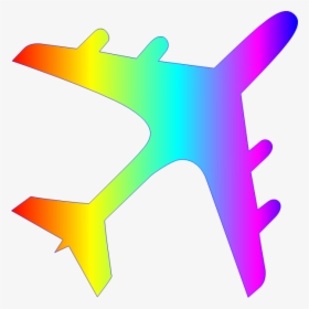 Airplane Silhouette Rainbow Colors - Airplane Silhouette, HD Png Download, Free Download
