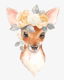 Draw A Deer With Flowers, HD Png Download, Free Download