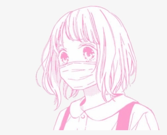 #anime #animegirl #manga #mask #japanese #kawaii #pink - Anime Girl Face Mask, HD Png Download, Free Download