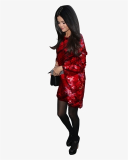 Selena Gomez In Red Dress And Black Pantyhose Png Image - Girl, Transparent Png, Free Download